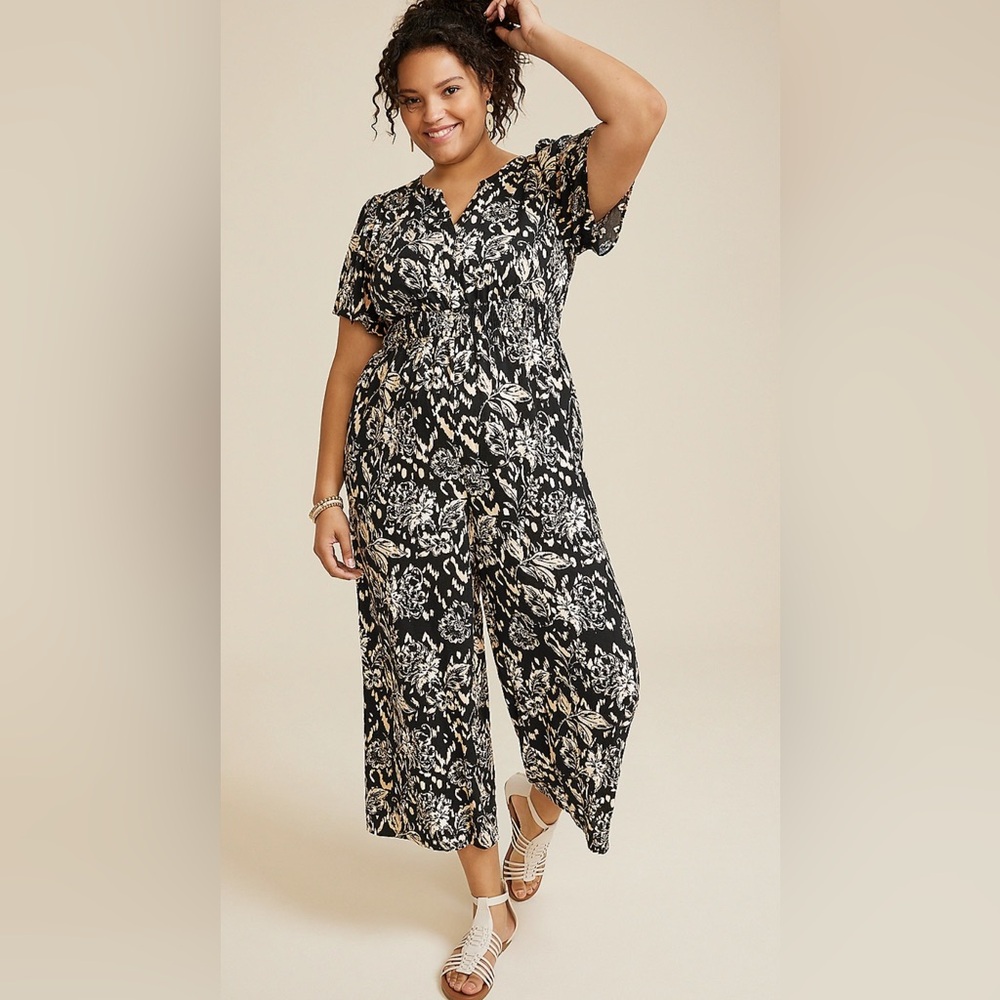 Maurices Black and Cream Jumpsuit with Wide-Leg Silhouette